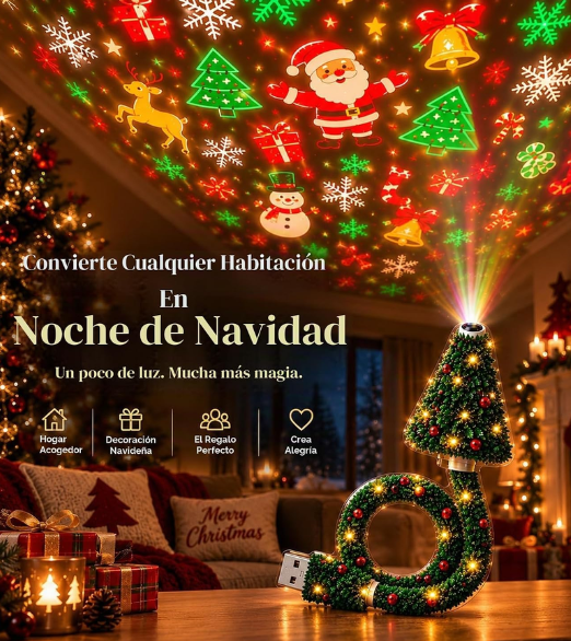Proyector navideño que ilumina todo el techo