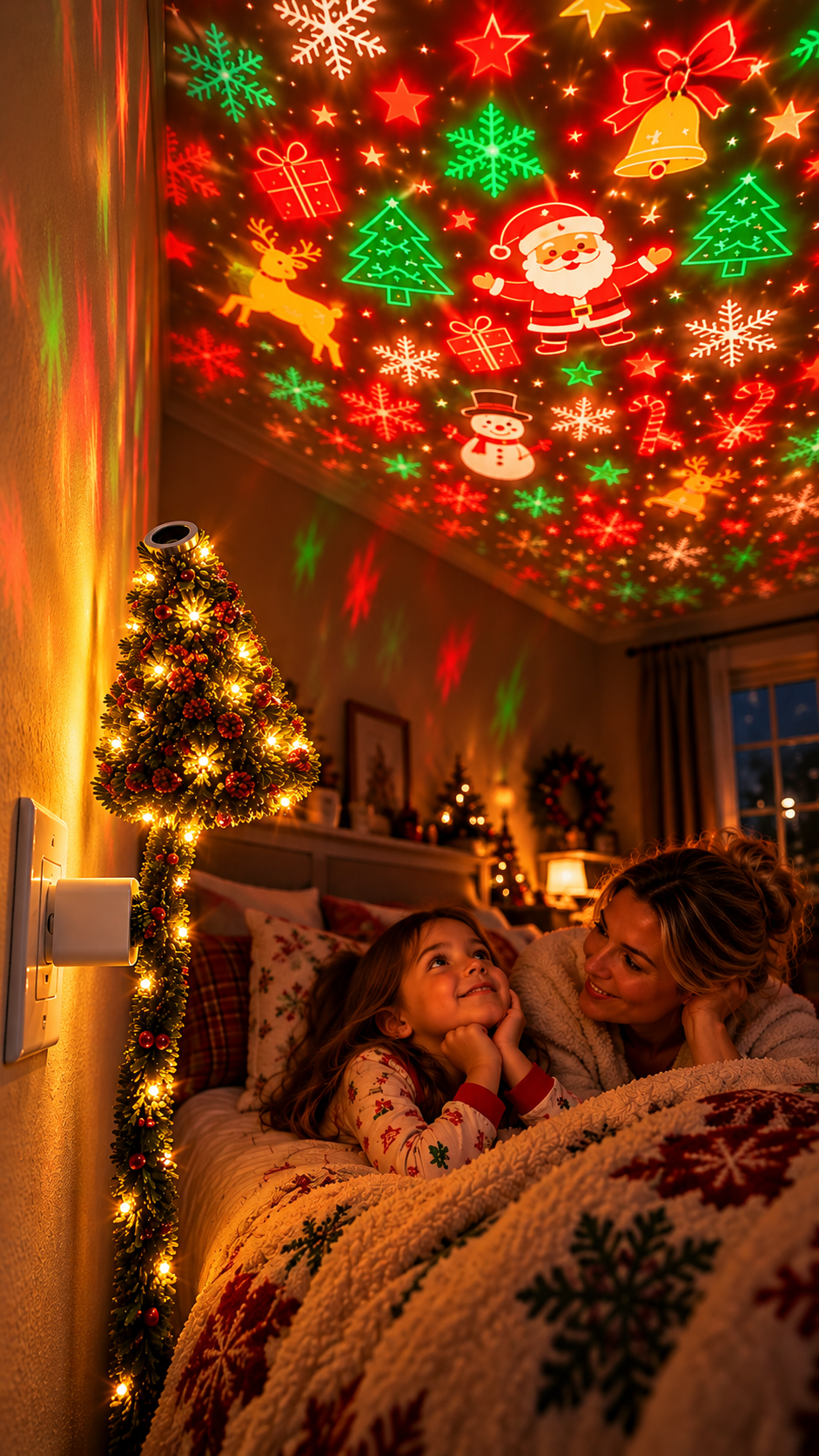 Proyector navideño que ilumina todo el techo